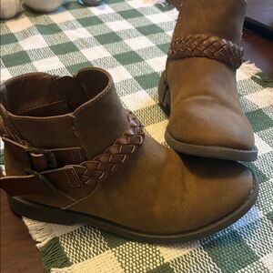 Brown Braided Ankle Boots